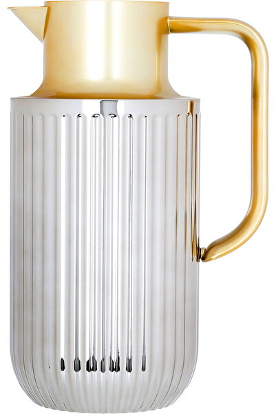 Generic ترمس إيفرست لورا، بمقبض ذهبي، سعة 1.6 لتر، مصنوع من زجاج مقاوم للحرار...