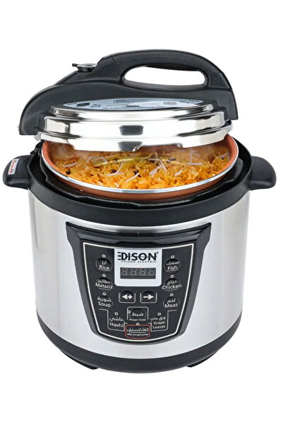 Edison Electric Pressure Pot, Tefal Inner Pot, 1300 watt, 8L, 8 Cooking Functions, VT-802D - Silver