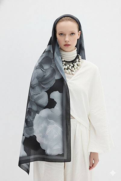 Gogoey شال قطني بنمط وردة اللوتس