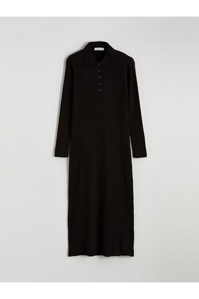 LC Waikiki Lcw Vision Polo Neck Ribbed Knit Dress