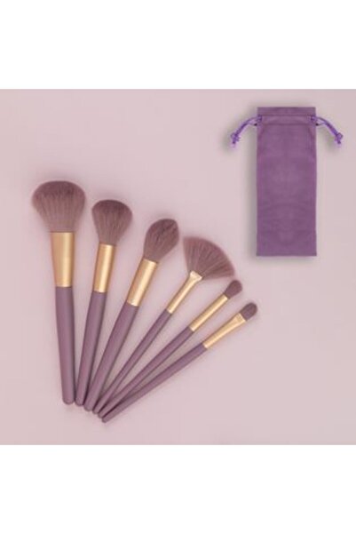 Silver Star Set of Makeup Brushes Lilac Matte with Gold Detail and Velvet Cas...