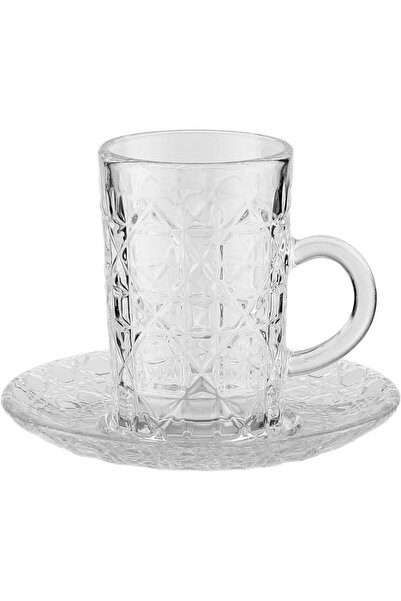 GOLDEN HOUSE Glass Cups and Saucers Set, 36 Pieces - Clear