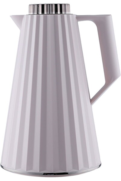 Generic ترمس أنيق من فيجو، سعة 1 لتر، وعاء داخلي زجاجي، غطاء من النيكل - وردي...