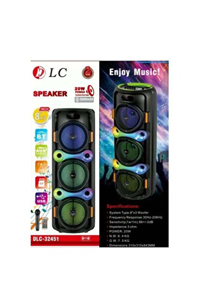 DLC مكبر صوت 20 وات مع ميكروفون وجهاز تحكم DLC-32451