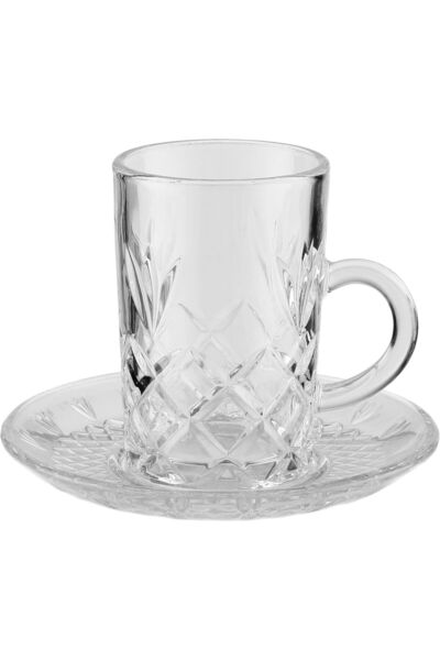 GOLDEN HOUSE Glass Cups and Saucers Set, 36 Pieces - Clear