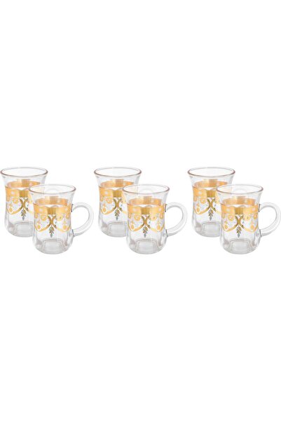 Max Glass Teapot Set, Gold and Silver Pattern, 6 Pieces - Clear