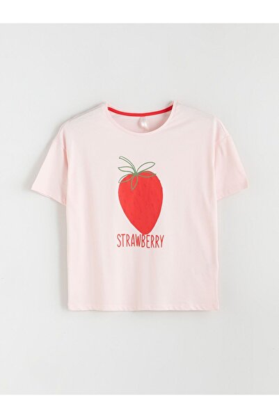 LC Waikiki Γυναικεία πιτζάμα LCW DREAM Crew Neck Strawberry με τύπωμα
