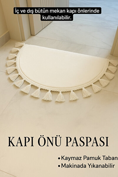 new colourse Banyo Duş Önü Ponpon Saçaklı Paspas