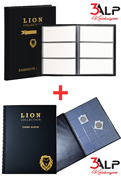 3Alp Koleksiyon Lion Büyük Albüm Set-120 li Kağıt Para ve 200 lü Madeni Kapam...