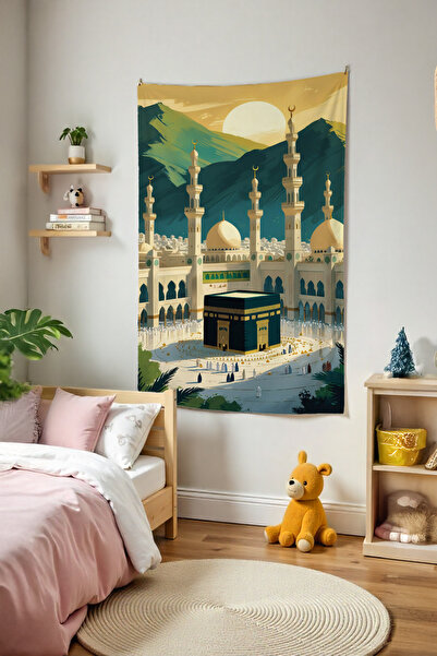Tepeli Home İslami Duvar Örtüsü Temalı Kaliteli Kumaş Oda Dekoru Duvar Halısı...