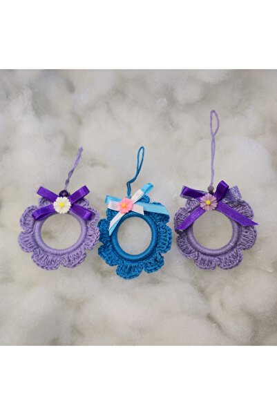 Handmade Hand crocheted Christmas ornaments – set of 3 colorful decorations, 7 cm