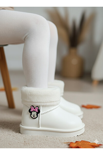 patik ayakkabı Girls' Snow Boots Rain Boots with Fur Inside