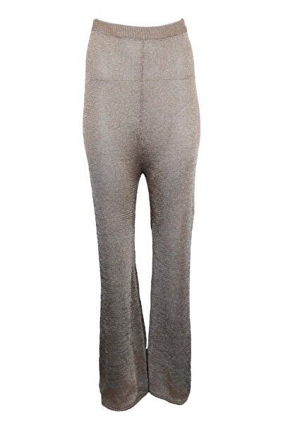 South Beach Shiny Beige Pants - L, Beige, 68% polyester 32% metallic fiber