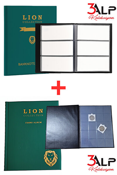 3Alp Koleksiyon Lion Büyük Albüm Set-120 li Kağıt Para ve 200 lü Madeni Kapam...