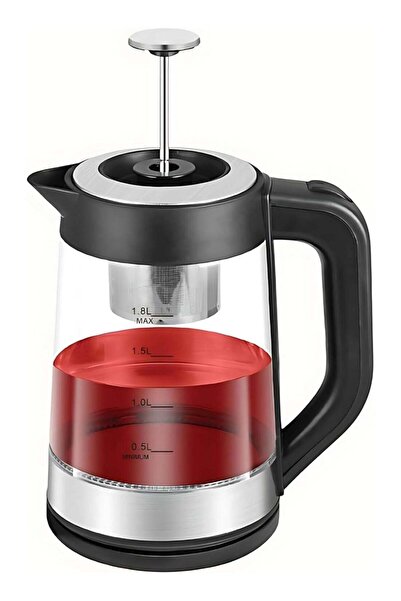 DLC 1.8 liter Electric Glass Kettle, Stainless Steel Filter, Boil Dry Protection and Automatic Cut-O