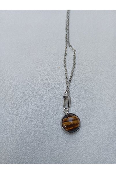 OEM Tiger's Eye Jewelry Set - Earrings, Open Ring, Chain with Pendant, Stainless Steel, Multicolor