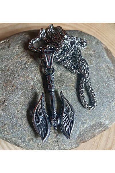 Viking Norse Valknut Motif Thor Hammer Axe Design S+ Quality 316L Stainless Tarnish Free Steel Pendant