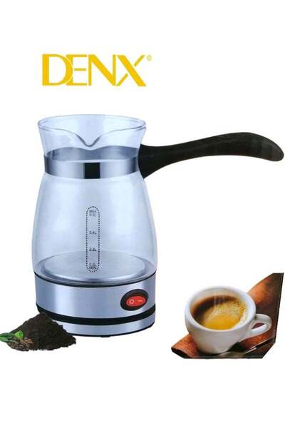 Denx 600W 500ml Electric Coffee Pot with 360 Degree Rotating Base, Stainless Steel and Glass