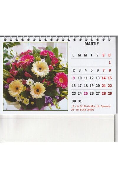 Global Desk calendar with flowers, 12 pages, Intermed