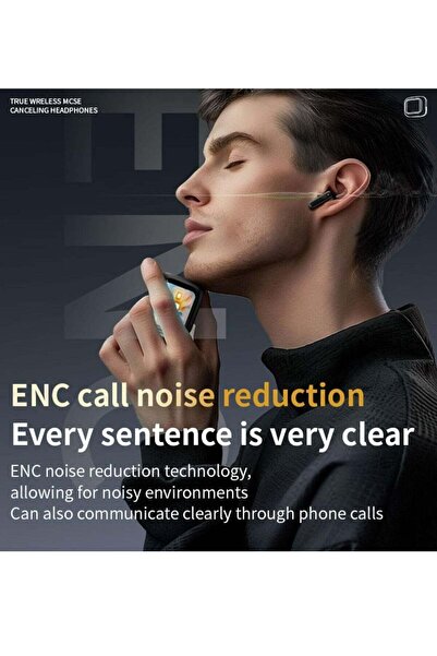 Denx Smart Bluetooth Earphone with Touch Screen ANC/ENC 320mAh Waterproof Wireless Earbuds Black