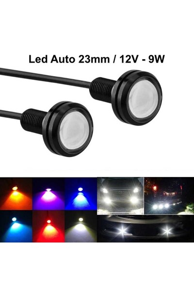 ElectroAZ Waterproof Car LEDs with wire, Diameter 23mm, 12V, Power 9W, Set of 2, White