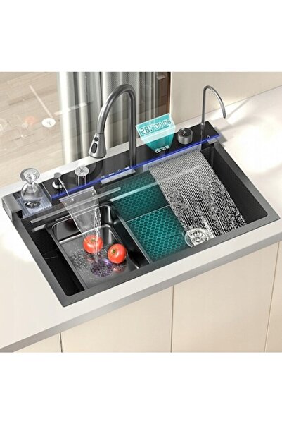 stuffix Chiuvetă de bucătărie multifuncțională, grafit negru, 75x46 cm, acces...