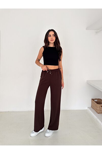 TLG GİYİM Women's Modal Touch Wide Loose Leg Comfortable Stylish Sweatpants Trousers