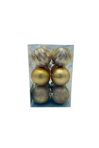 QYY Set of 12 Christmas tree baubles – 17x11.5x11.5cm, gold shade, matte/glossy/glitter finish