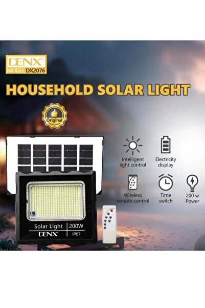 Denx 200W COB Solar Light IP67 Waterproof and Dustproof with Intelligent Remote Control