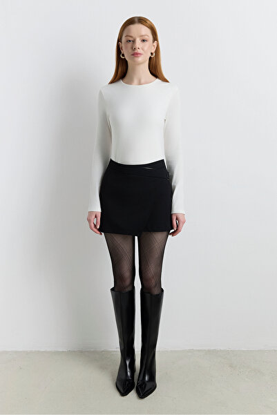 Babushka Black Double-Breasted Waisted Skirt