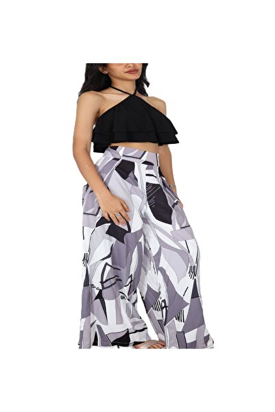 MQ طقم نسائي قطعتين توب اوف شولدر وبنطلون واسع فضفاض