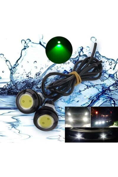 ElectroAZ Waterproof Car LEDs with wire, Diameter 23mm, 12V, Power 9W, Set of 2, Green