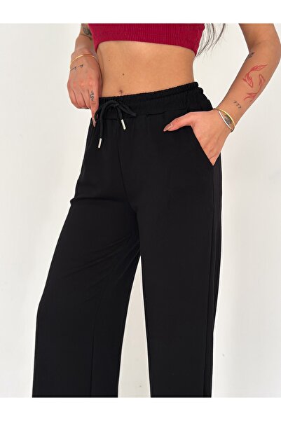 TLG GİYİM Women's Modal Touch Wide Loose Leg Comfortable Stylish Sweatpants Trousers