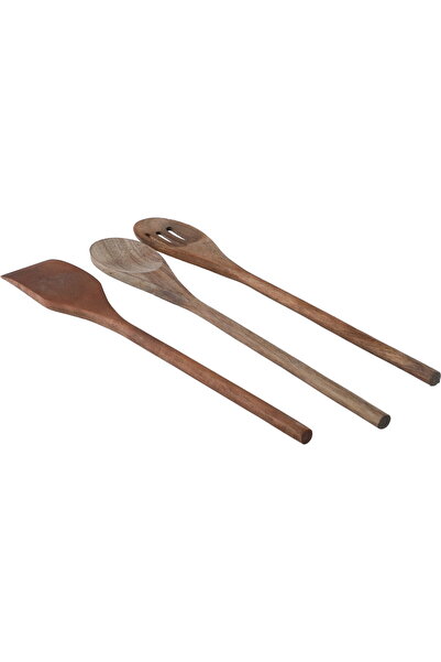 Generic Excellent Houseware 3-Piece Wooden Kitchen Spoon Set - Dark Wood