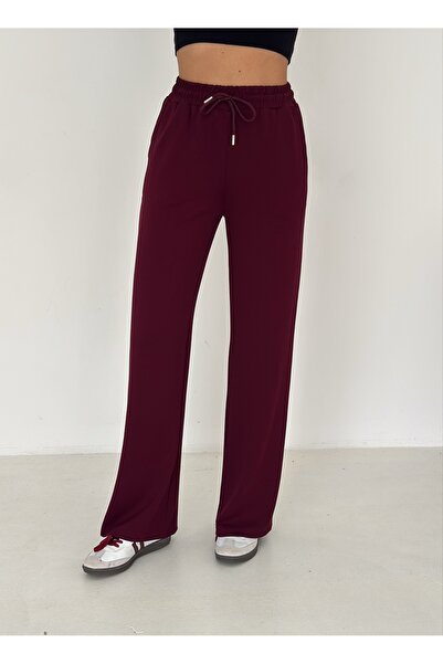 TLG GİYİM Women's Modal Touch Wide Loose Leg Comfortable Stylish Sweatpants Trousers