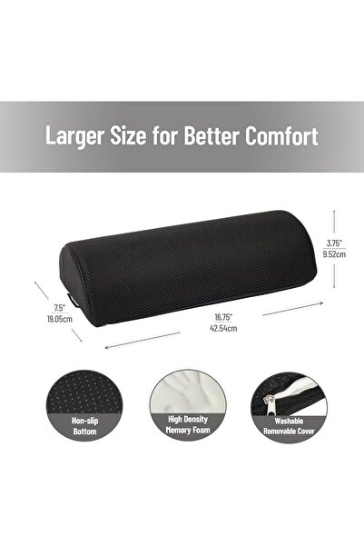 Mind Reader Footrest Cushion, Adjustable Memory Foam Foot/Seat Support, 7.5" x 16.75" x 3.75", Black
