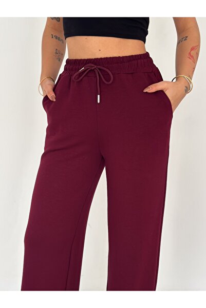 TLG GİYİM Women's Modal Touch Wide Loose Leg Comfortable Stylish Sweatpants Trousers