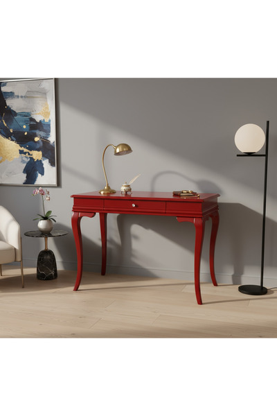 Wooding Mobilya 100 Cm Masif Rustik Kırmızı Çalışma Masası