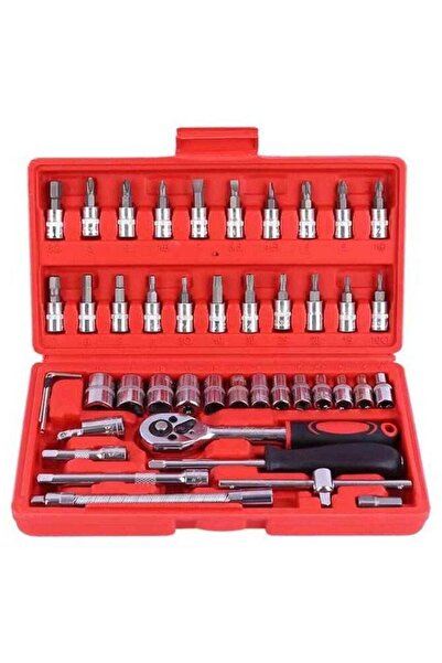 Denx 46-Piece Socket Wrench Set - Chrome Vanadium Steel Metric Sockets with Ratchet