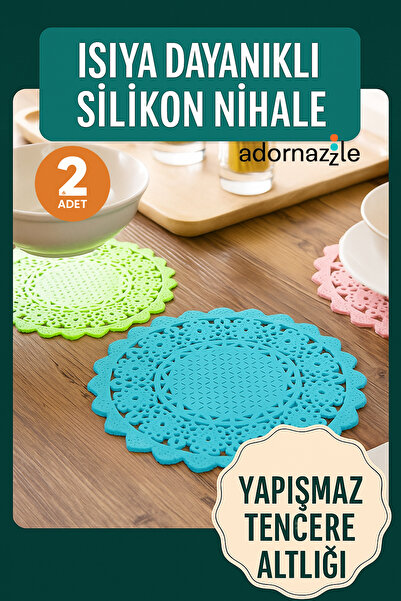adornazzle 2 Adet Isıya Dayanıklı Silikon Nihale, Yanmaz Desenli Nihale, Yapı...