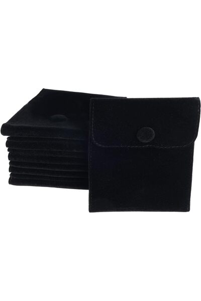 Red Dot Gift أكياس مجوهرات مخملية سوداء مزودة بزر كبس معدني، عبوة من 10 قطع، ...