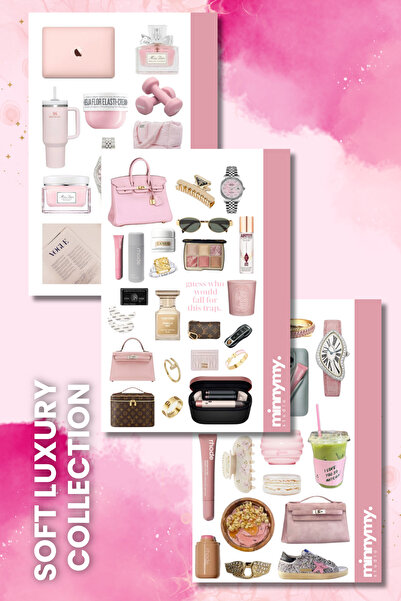 Minnymy 3'lü Soft Luxury Retro Sticker, Çıkartma, Ajanda, Günlük, Planlayıcı,...