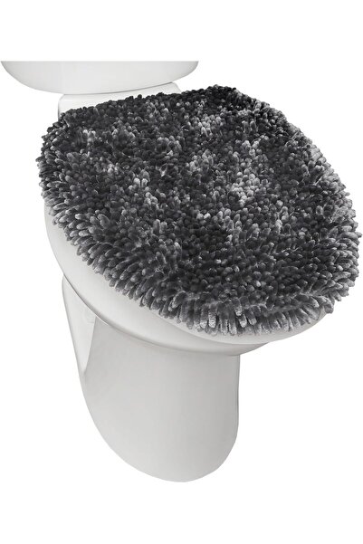 SO HOME غطاء حمام شانيل مخملي فائق النعومة، مقاس 18.5 × 19.6 بوصة، رمادي غامق