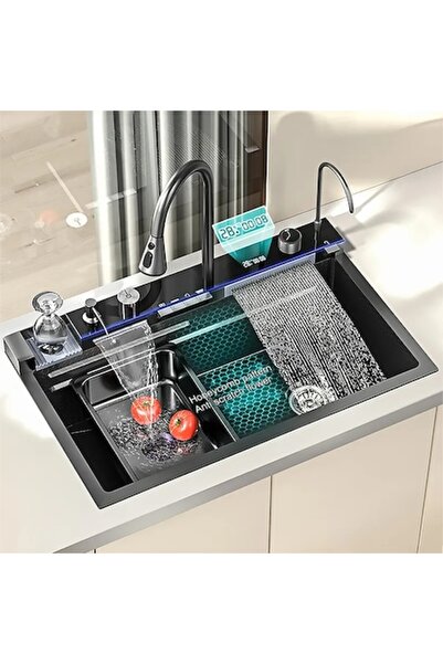 stuffix Set chiuvetă și baterie, cascadă dublă, afișaj electronic independent...