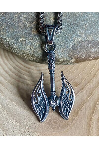 Viking Norse Valknut Motif Thor Hammer Axe Design S+ Quality 316L Stainless Tarnish Free Steel Pendant