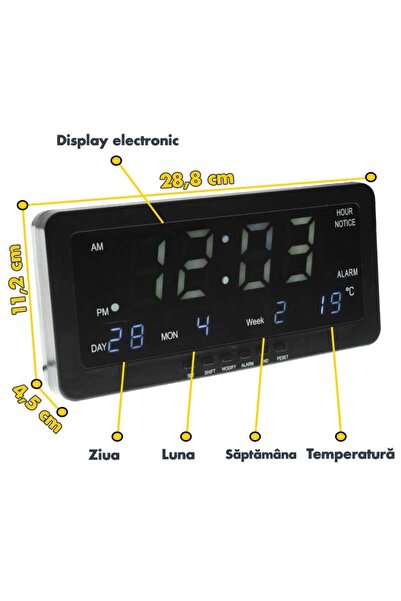 ElectroAZ Digital Clock, White LED Display, Alarm