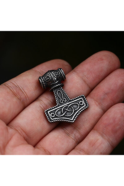 Viking قلادة من الفولاذ المقاوم للصدأ 316L بتصميم مطرقة ثور مع زخرفة فالكنوت ...