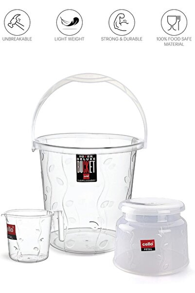 CELLO Petal 3-Piece Transparent Bathroom Set - Lightweight, Durable, Easy-to-Clean