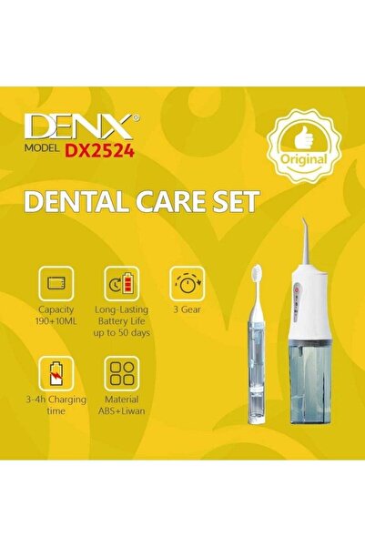 Denex مجموعة العناية بالأسنان DX2524 خيط تنظيف الأسنان الذكي + فرشاة سحرية