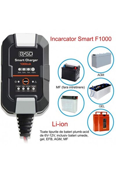 ElectroAZ Digital Smart F1000 Charger for Li-ion / Lead-Acid 6V-12V / AGM Batteries - BYGD